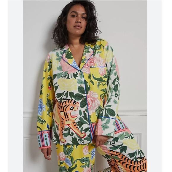 NWT Anthropologie Lil Sire Tigresa Flannel Sleep Set Size L Cotton - Picture 1 of 7